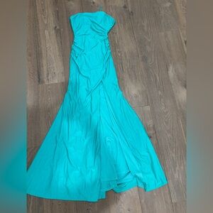 Chic Aqua Strapless Maxi Dress